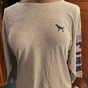 PINK VICTORIAS SECRET 3/4 sleeve baseball T-shirt sz m